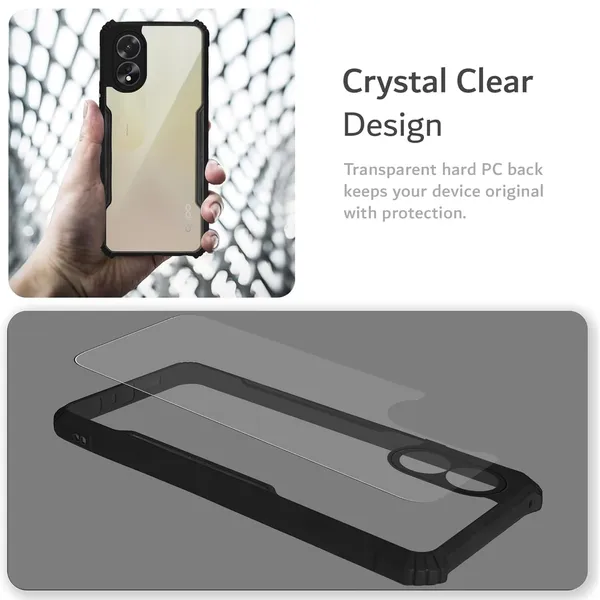 Bumper_Black_Shockproof_Bumper_Crystal__Back_Case_Cover_Compatible_With_Oppo_A38_4G_/_Oppo_A18_4G__Minimalist_Pc+Tpu_360_Protection_Tough_Rugged_Design