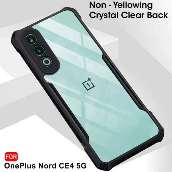 Bumper_Black_Shockproof_Bumper_Crystal__Back_Case_Cover_Compatible_With_Oneplus_Nord_Ce_4_5G_/_1+Nord_Ce4_5G__Minimalist_Pc+Tpu_360_Protection_Tough_Rugged_Design