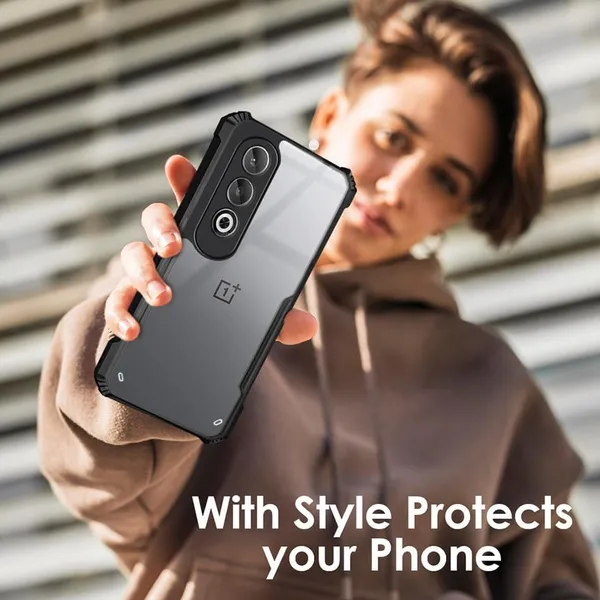Bumper_Black_Shockproof_Bumper_Crystal__Back_Case_Cover_Compatible_With_Oneplus_Nord_Ce_4_5G_/_1+Nord_Ce4_5G__Minimalist_Pc+Tpu_360_Protection_Tough_Rugged_Design