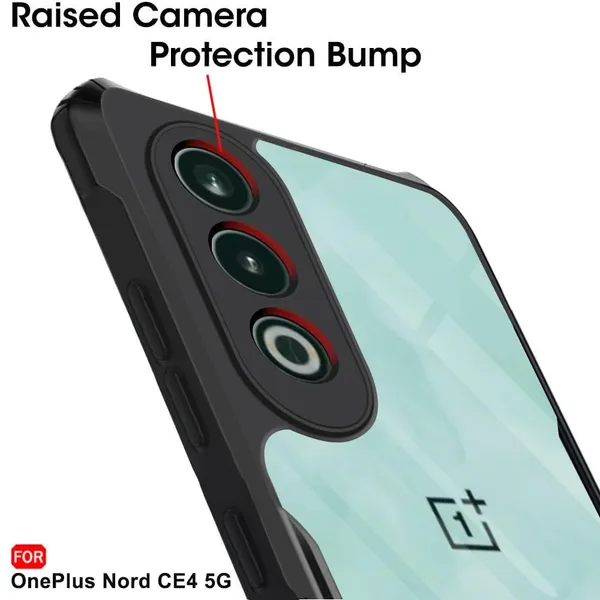 Bumper_Black_Shockproof_Bumper_Crystal__Back_Case_Cover_Compatible_With_Oneplus_Nord_Ce_4_5G_/_1+Nord_Ce4_5G__Minimalist_Pc+Tpu_360_Protection_Tough_Rugged_Design