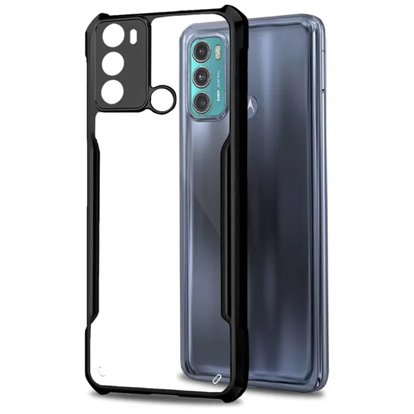 Bumper_Black_Shockproof_Bumper_Crystal__Back_Case_Cover_Compatible_With_Motorola_Moto_G40_Fusion/Moto_G60__Minimalist_Pc+Tpu_360_Protection_Tough_Rugged_Design