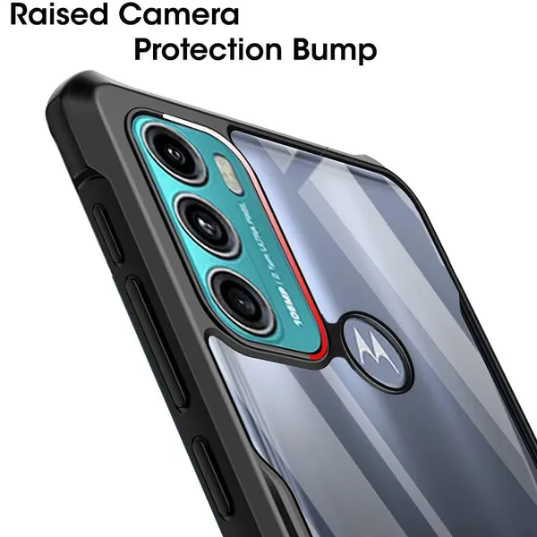 Bumper_Black_Shockproof_Bumper_Crystal__Back_Case_Cover_Compatible_With_Motorola_Moto_G40_Fusion/Moto_G60__Minimalist_Pc+Tpu_360_Protection_Tough_Rugged_Design