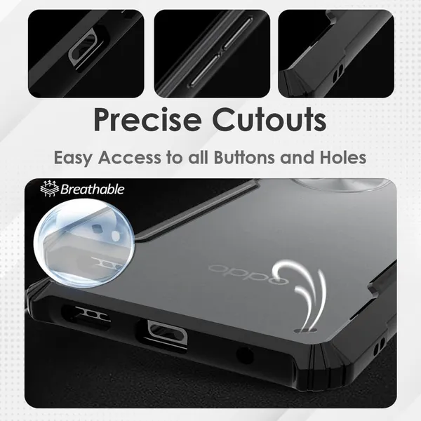Bumper_Black_Shockproof_Bumper_Crystal__Back_Case_Cover_Compatible_With_Oppo_Reno_11_Pro__Minimalist_Pc+Tpu_360_Protection_Tough_Rugged_Design