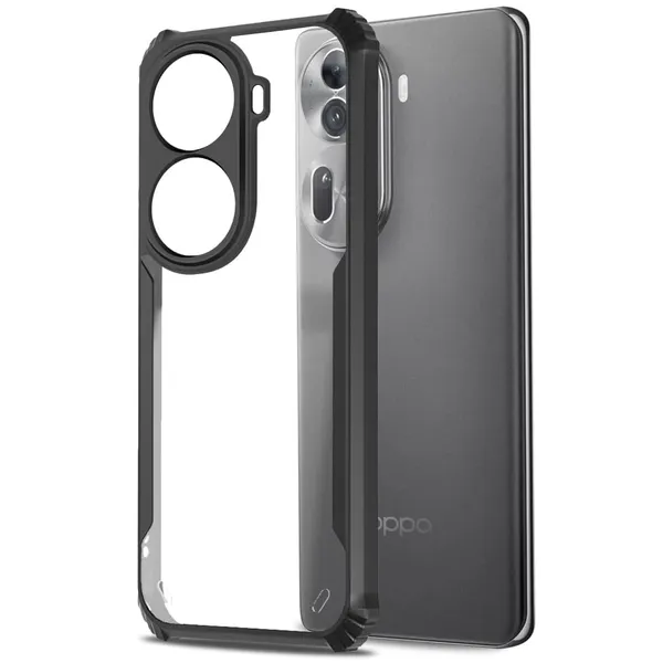 Bumper_Black_Shockproof_Bumper_Crystal__Back_Case_Cover_Compatible_With_Oppo_Reno_11_Pro__Minimalist_Pc+Tpu_360_Protection_Tough_Rugged_Design