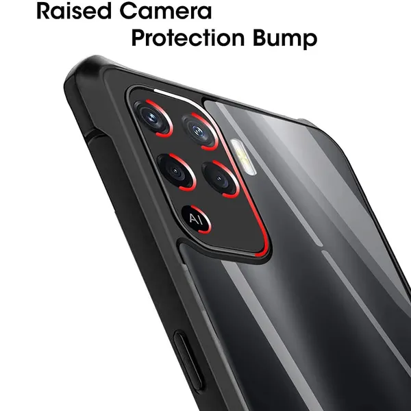 Bumper_Black_Shockproof_Bumper_Crystal__Back_Case_Cover_Compatible_With_Oppo_F19_Pro/Oppo_A94_4G_/_Reno5_F__Minimalist_Pc+Tpu_360_Protection_Tough_Rugged_Design
