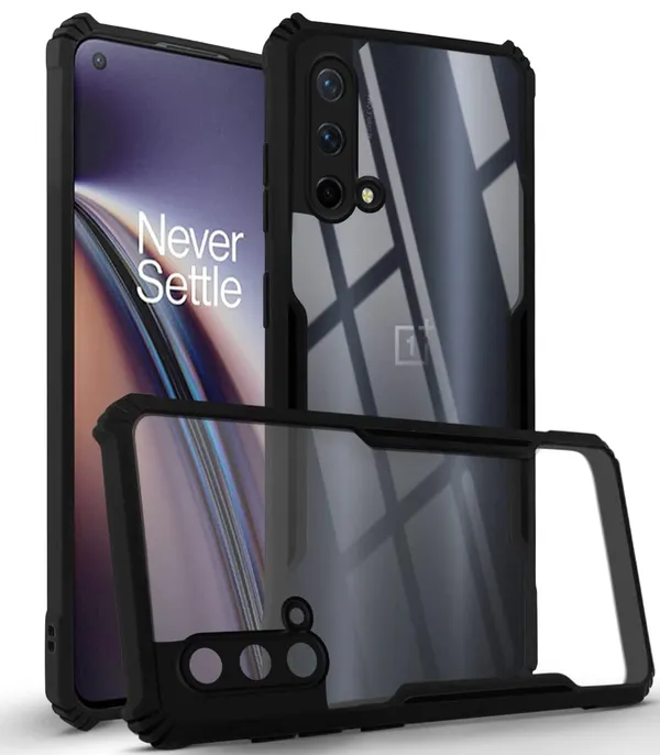 Bumper_Black_Shockproof_Bumper_Crystal__Back_Case_Cover_Compatible_With_Oneplus_Nord_Ce_5G_/_1+Nord_Ce_5G__Minimalist_Pc+Tpu_360_Protection_Tough_Rugged_Design