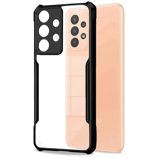 Bumper_Black_Shockproof_Bumper_Crystal__Back_Case_Cover_Compatible_With_Samsung_Galaxy_A23_4G_5G__Minimalist_Pc+Tpu_360_Protection_Tough_Rugged_Design