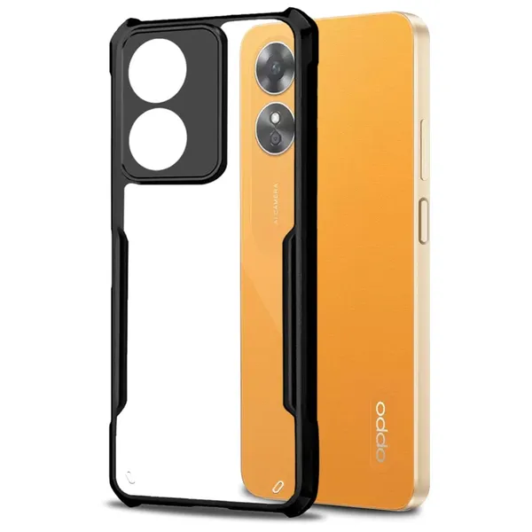 Bumper_Black_Shockproof_Bumper_Crystal__Back_Case_Cover_Compatible_With_Oppo_A17_4G_/_Oppo_A17K_4G__Minimalist_Pc+Tpu_360_Protection_Tough_Rugged_Design