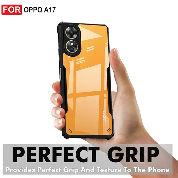 Bumper_Black_Shockproof_Bumper_Crystal__Back_Case_Cover_Compatible_With_Oppo_A17_4G_/_Oppo_A17K_4G__Minimalist_Pc+Tpu_360_Protection_Tough_Rugged_Design