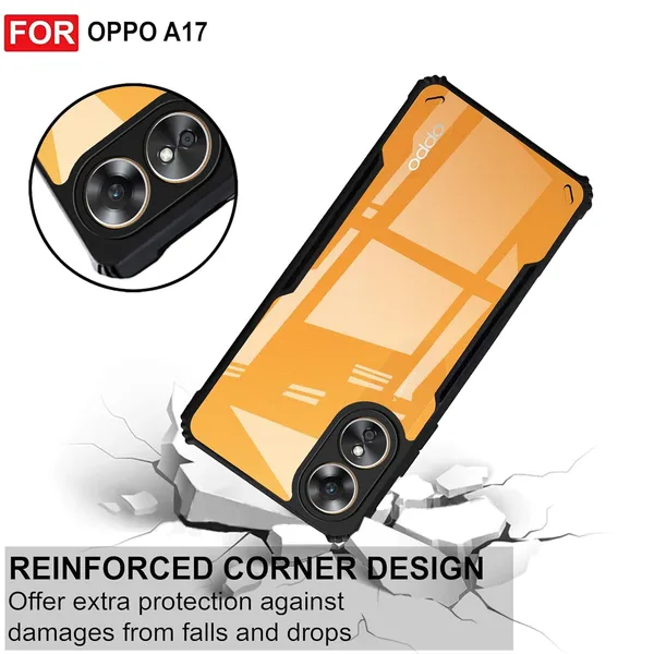 Bumper_Black_Shockproof_Bumper_Crystal__Back_Case_Cover_Compatible_With_Oppo_A17_4G_/_Oppo_A17K_4G__Minimalist_Pc+Tpu_360_Protection_Tough_Rugged_Design
