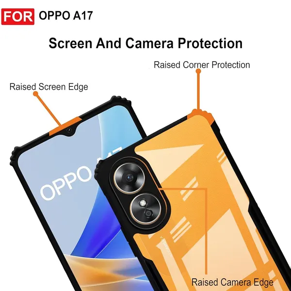 Bumper_Black_Shockproof_Bumper_Crystal__Back_Case_Cover_Compatible_With_Oppo_A17_4G_/_Oppo_A17K_4G__Minimalist_Pc+Tpu_360_Protection_Tough_Rugged_Design