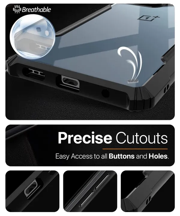 Bumper_Black_Shockproof_Bumper_Crystal__Back_Case_Cover_Compatible_With_Oneplus_11R_5G_/_1+Ace_2_5G__Minimalist_Pc+Tpu_360_Protection_Tough_Rugged_Design