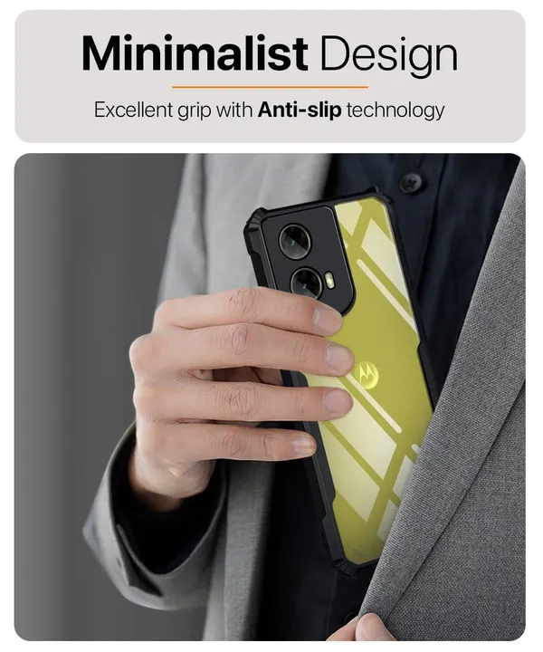 Bumper_Black_Shockproof_Bumper_Crystal__Back_Case_Cover_Compatible_With_Motorola_Moto_G85_5G_/_Motorola_S50_Neo_5G__Minimalist_Pc+Tpu_360_Protection_Tough_Rugged_Design