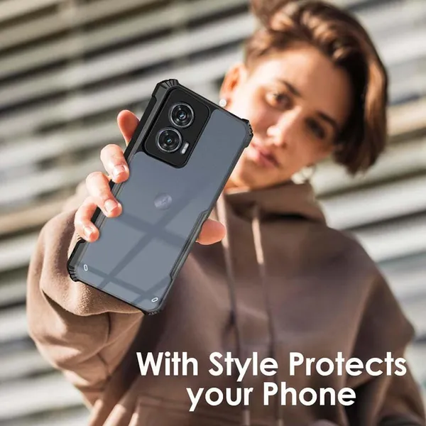 Bumper_Black_Shockproof_Bumper_Crystal__Back_Case_Cover_Compatible_With_Motorola_Moto_G85_5G_/_Motorola_S50_Neo_5G__Minimalist_Pc+Tpu_360_Protection_Tough_Rugged_Design