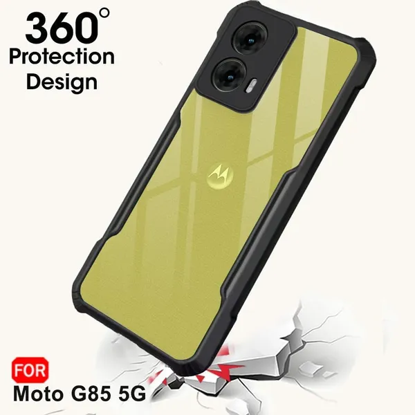 Bumper_Black_Shockproof_Bumper_Crystal__Back_Case_Cover_Compatible_With_Motorola_Moto_G85_5G_/_Motorola_S50_Neo_5G__Minimalist_Pc+Tpu_360_Protection_Tough_Rugged_Design