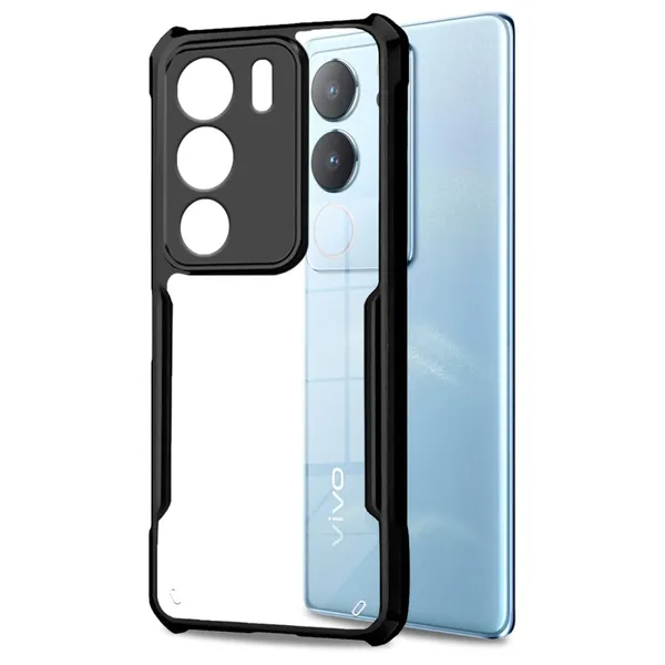 Bumper_Black_Shockproof_Bumper_Crystal__Back_Case_Cover_Compatible_With_Vivo_V29_5G_/_V29_Pro_5G__Minimalist_Pc+Tpu_360_Protection_Tough_Rugged_Design