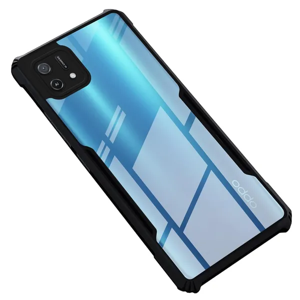 Bumper_Black_Shockproof_Bumper_Crystal__Back_Case_Cover_Compatible_With_Oppo_A16K_/_Oppo_A16E__Minimalist_Pc+Tpu_360_Protection_Tough_Rugged_Design