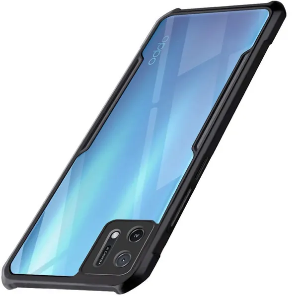 Bumper_Black_Shockproof_Bumper_Crystal__Back_Case_Cover_Compatible_With_Oppo_A16K_/_Oppo_A16E__Minimalist_Pc+Tpu_360_Protection_Tough_Rugged_Design