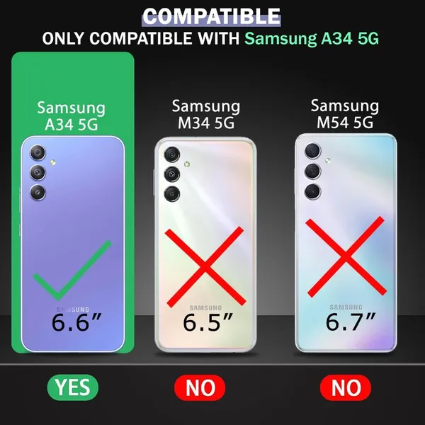 Bumper_Black_Shockproof_Bumper_Crystal__Back_Case_Cover_Compatible_With_Samsung_Galaxy_A34_5G__Minimalist_Pc+Tpu_360_Protection_Tough_Rugged_Design