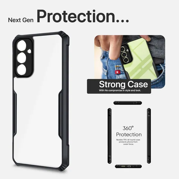 Bumper_Black_Shockproof_Bumper_Crystal__Back_Case_Cover_Compatible_With_Samsung_Galaxy_A34_5G__Minimalist_Pc+Tpu_360_Protection_Tough_Rugged_Design