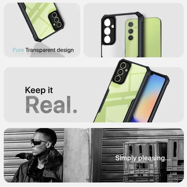 Bumper_Black_Shockproof_Bumper_Crystal__Back_Case_Cover_Compatible_With_Samsung_Galaxy_A34_5G__Minimalist_Pc+Tpu_360_Protection_Tough_Rugged_Design
