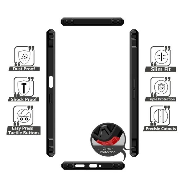 Bumper_Black_Shockproof_Bumper_Crystal__Back_Case_Cover_Compatible_With_Oppo_A94_5G_/_Oppo_Reno_5Z_/_Oppo_F19_Pro_Plus_5G__Minimalist_Pc+Tpu_360_Protection_Tough_Rugged_Design