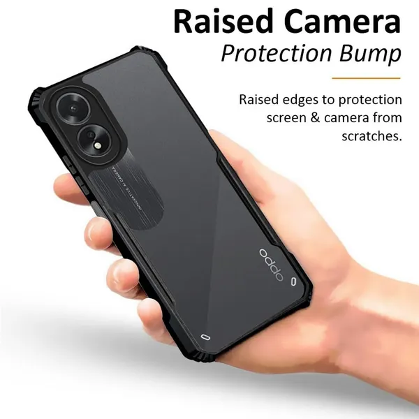 Bumper_Black_Shockproof_Bumper_Crystal__Back_Case_Cover_Compatible_With_Oppo_A78_4G__Minimalist_Pc+Tpu_360_Protection_Tough_Rugged_Design