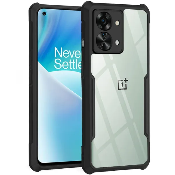 Bumper_Black_Shockproof_Bumper_Crystal__Back_Case_Cover_Compatible_With_Oneplus_Nord_2T_5G_/_1+Nord_2T_5G__Minimalist_Pc+Tpu_360_Protection_Tough_Rugged_Design