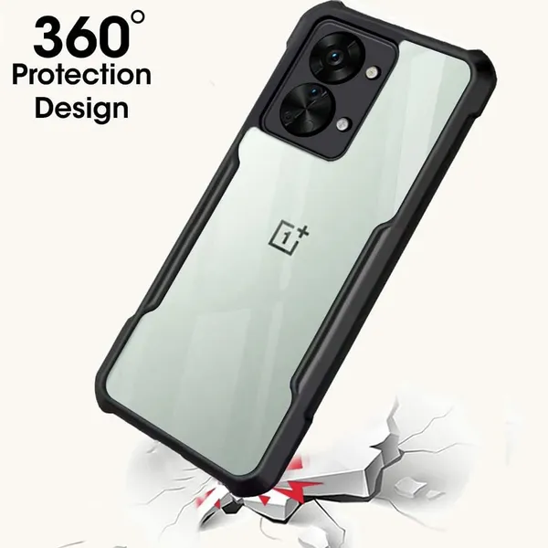 Bumper_Black_Shockproof_Bumper_Crystal__Back_Case_Cover_Compatible_With_Oneplus_Nord_2T_5G_/_1+Nord_2T_5G__Minimalist_Pc+Tpu_360_Protection_Tough_Rugged_Design
