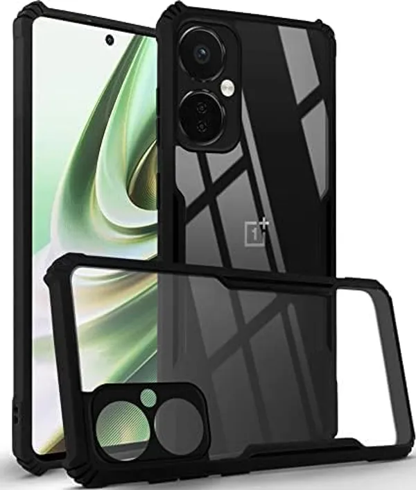 Bumper_Black_Shockproof_Bumper_Crystal__Back_Case_Cover_Compatible_With_Oneplus_Nord_Ce_3_Lite_5G_/_1+Nord_Ce_3_Lite__Minimalist_Pc+Tpu_360_Protection_Tough_Rugged_Design