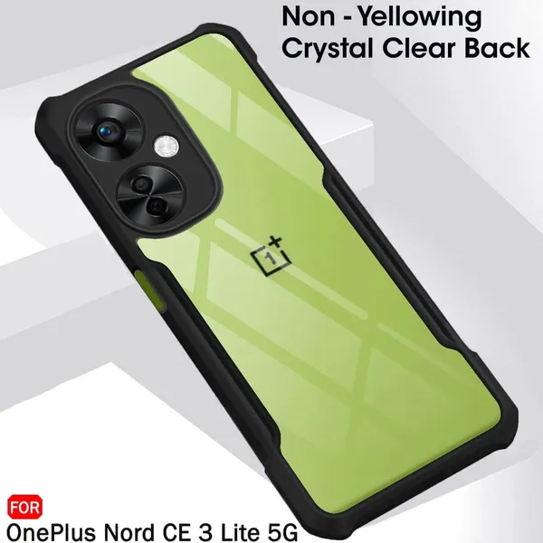 Bumper_Black_Shockproof_Bumper_Crystal__Back_Case_Cover_Compatible_With_Oneplus_Nord_Ce_3_Lite_5G_/_1+Nord_Ce_3_Lite__Minimalist_Pc+Tpu_360_Protection_Tough_Rugged_Design