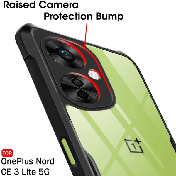 Bumper_Black_Shockproof_Bumper_Crystal__Back_Case_Cover_Compatible_With_Oneplus_Nord_Ce_3_Lite_5G_/_1+Nord_Ce_3_Lite__Minimalist_Pc+Tpu_360_Protection_Tough_Rugged_Design