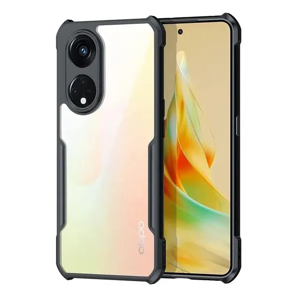 Bumper_Black_Shockproof_Bumper_Crystal__Back_Case_Cover_Compatible_With_Oppo_A58_4G__Minimalist_Pc+Tpu_360_Protection_Tough_Rugged_Design