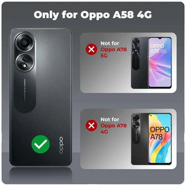 Bumper_Black_Shockproof_Bumper_Crystal__Back_Case_Cover_Compatible_With_Oppo_A58_4G__Minimalist_Pc+Tpu_360_Protection_Tough_Rugged_Design