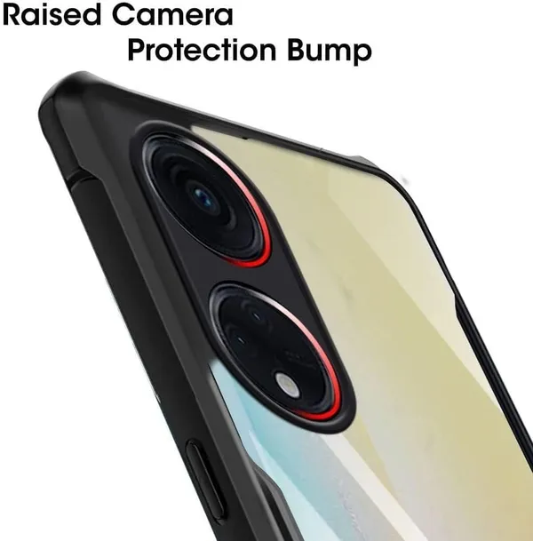 Bumper_Black_Shockproof_Bumper_Crystal__Back_Case_Cover_Compatible_With_Oppo_A58_4G__Minimalist_Pc+Tpu_360_Protection_Tough_Rugged_Design