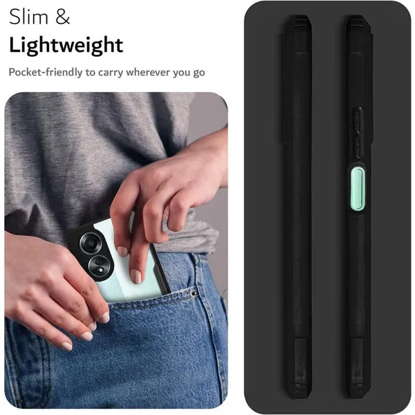 Bumper_Black_Shockproof_Bumper_Crystal__Back_Case_Cover_Compatible_With_Oppo_A58_4G__Minimalist_Pc+Tpu_360_Protection_Tough_Rugged_Design