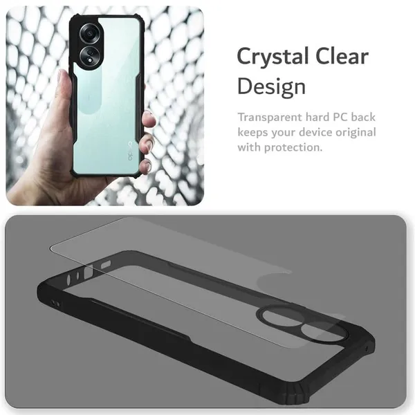 Bumper_Black_Shockproof_Bumper_Crystal__Back_Case_Cover_Compatible_With_Oppo_A58_4G__Minimalist_Pc+Tpu_360_Protection_Tough_Rugged_Design