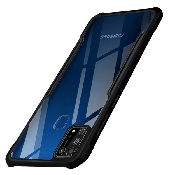 Bumper_Black_Shockproof_Bumper_Crystal__Back_Case_Cover_Compatible_With_Samsung_Galaxy_M31_/_M21S_/_M31_Prime_/_F41__Minimalist_Pc+Tpu_360_Protection_Tough_Rugged_Design
