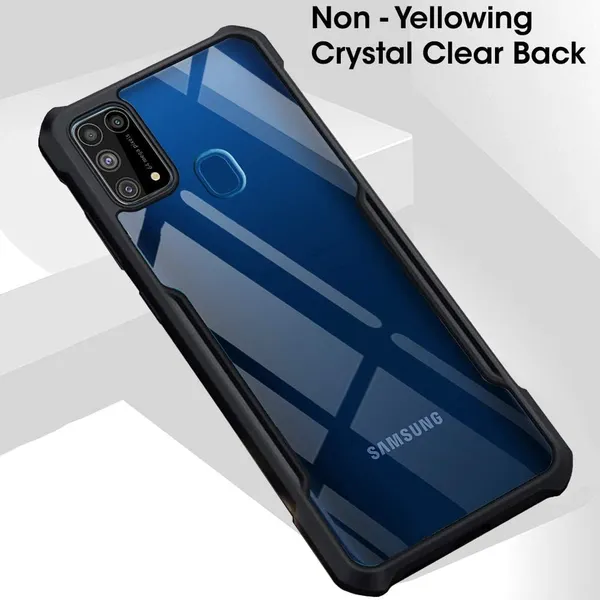 Bumper_Black_Shockproof_Bumper_Crystal__Back_Case_Cover_Compatible_With_Samsung_Galaxy_M31_/_M21S_/_M31_Prime_/_F41__Minimalist_Pc+Tpu_360_Protection_Tough_Rugged_Design