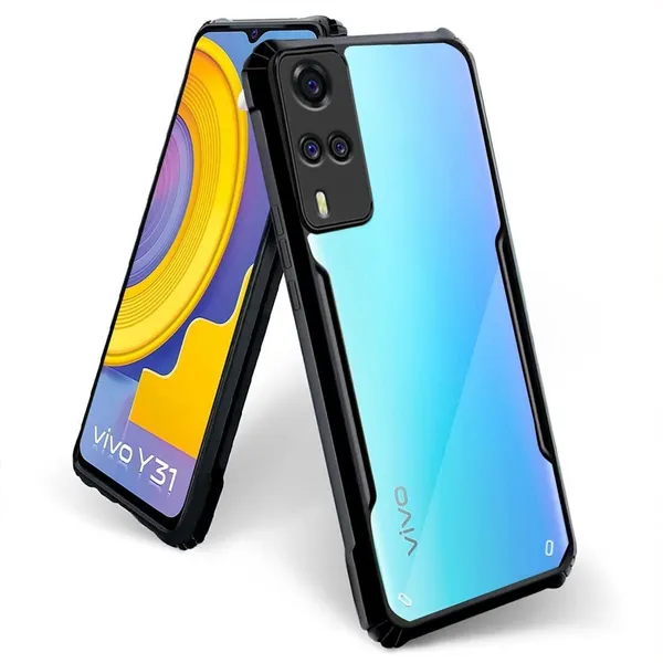Bumper_Black_Shockproof_Bumper_Crystal__Back_Case_Cover_Compatible_With_Vivo_Y51_2020_/_Y31_2021_/_Y51A_/_Y53S_4G_/_Y51S__Minimalist_Pc+Tpu_360_Protection_Tough_Rugged_Design