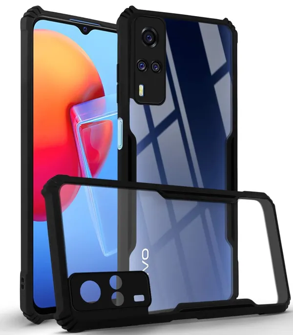 Bumper_Black_Shockproof_Bumper_Crystal__Back_Case_Cover_Compatible_With_Vivo_Y51_2020_/_Y31_2021_/_Y51A_/_Y53S_4G_/_Y51S__Minimalist_Pc+Tpu_360_Protection_Tough_Rugged_Design