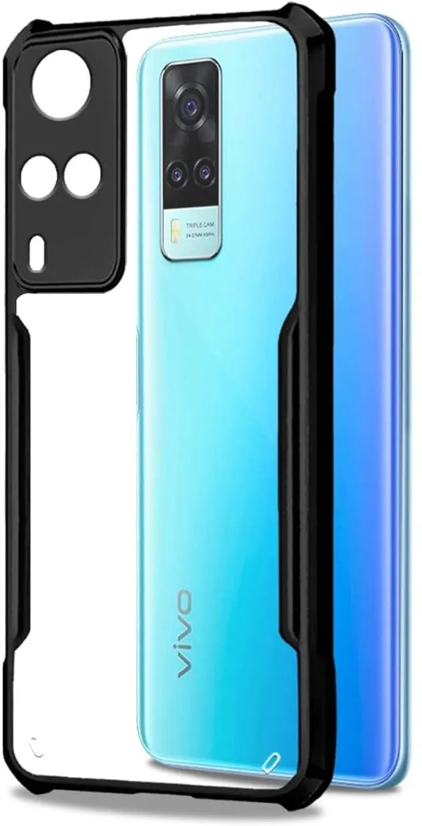 Bumper_Black_Shockproof_Bumper_Crystal__Back_Case_Cover_Compatible_With_Vivo_Y51_2020_/_Y31_2021_/_Y51A_/_Y53S_4G_/_Y51S__Minimalist_Pc+Tpu_360_Protection_Tough_Rugged_Design