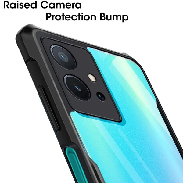 Bumper_Black_Shockproof_Bumper_Crystal__Back_Case_Cover_Compatible_With_Vivo_Y75_5G/_Vivo_Y55_5G/_Vivo_T1_5G/_Iqoo_Z6_5G__Minimalist_Pc+Tpu_360_Protection_Tough_Rugged_Design