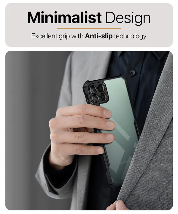 Bumper_Black_Shockproof_Bumper_Crystal__Back_Case_Cover_Compatible_With_Samsung_Galaxy_M53_5G__Minimalist_Pc+Tpu_360_Protection_Tough_Rugged_Design