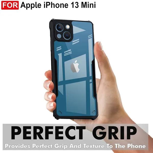 Bumper_Black_Shockproof_Bumper_Crystal__Back_Case_Cover_Compatible_With_Iphone_13_Mini__Minimalist_Pc+Tpu_360_Protection_Tough_Rugged_Design