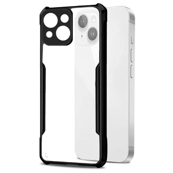 Bumper_Black_Shockproof_Bumper_Crystal__Back_Case_Cover_Compatible_With_Iphone_13_Mini__Minimalist_Pc+Tpu_360_Protection_Tough_Rugged_Design