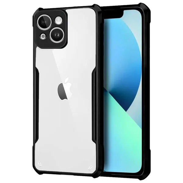 Bumper_Black_Shockproof_Bumper_Crystal__Back_Case_Cover_Compatible_With_Iphone_13_Mini__Minimalist_Pc+Tpu_360_Protection_Tough_Rugged_Design