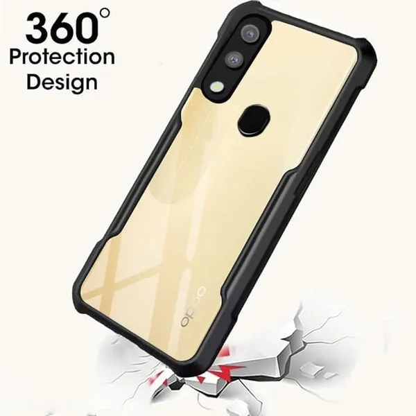 Bumper_Black_Shockproof_Bumper_Crystal__Back_Case_Cover_Compatible_With_Samsung_Galaxy_M20__Minimalist_Pc+Tpu_360_Protection_Tough_Rugged_Design