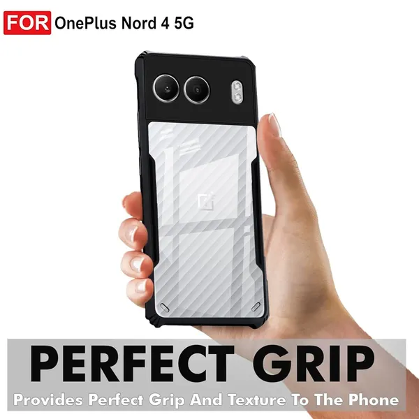 Bumper_Black_Shockproof_Bumper_Crystal__Back_Case_Cover_Compatible_With_Oneplus_Nord_4_5G__Minimalist_Pc+Tpu_360_Protection_Tough_Rugged_Design