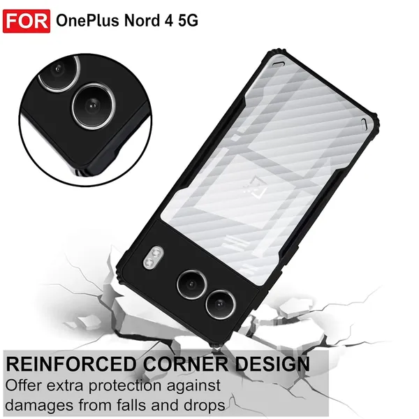 Bumper_Black_Shockproof_Bumper_Crystal__Back_Case_Cover_Compatible_With_Oneplus_Nord_4_5G__Minimalist_Pc+Tpu_360_Protection_Tough_Rugged_Design